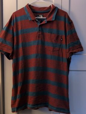 The North Face Men's Striped Polo — Red and Teal